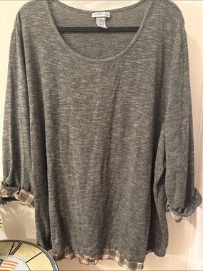 Catherines dark Olive Scoop Neck Long Sleeve lightweight warm tunic 4X